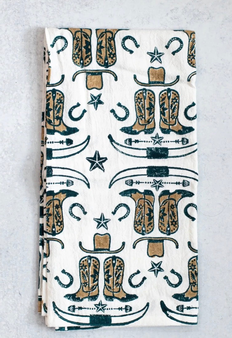 Cowgirl Boots Tea Towel - Midnight and Chai