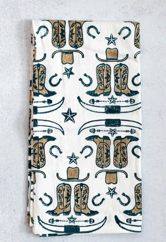 Cowgirl Boots Tea Towel - Midnight and Chai