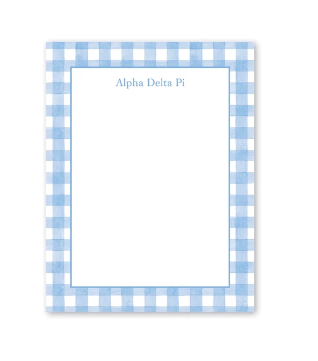 Alpha Delta Pi Cavalier Garden Gingham Greek Notepad