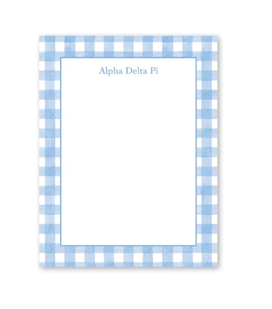 Alpha Delta Pi Cavalier Garden Gingham Greek Notepad