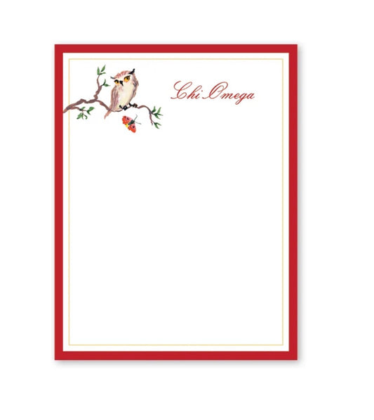 Chi Omega Woodland Owl Notepad