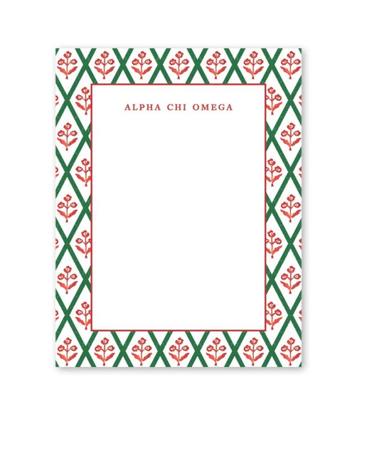 Alpha Chi Omega Bespoke Block Print Greek Notepad