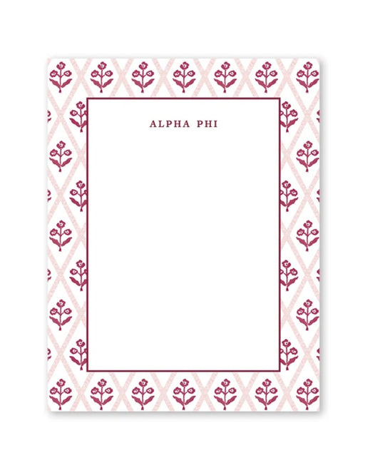 Alpha Phi Bespoke Block Print Greek Notepad