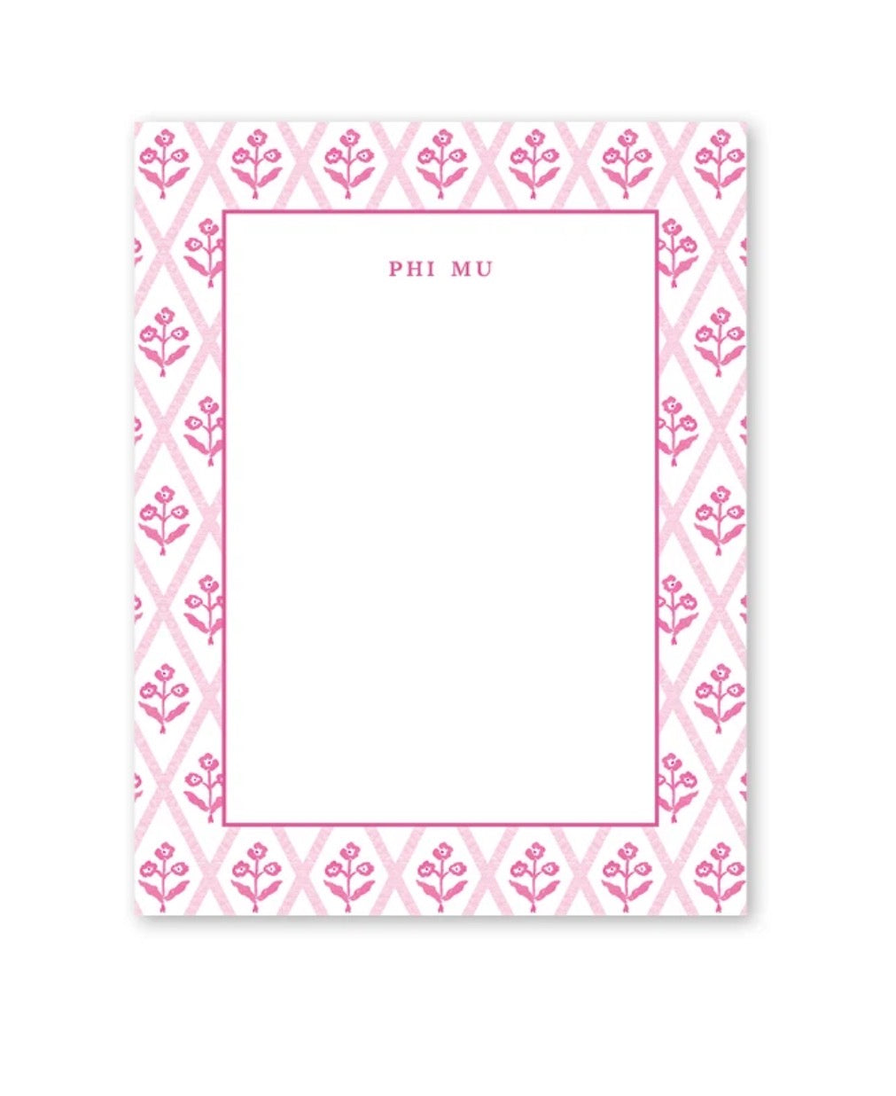 Phi Mu Bespoke Block Print Greek Notepad